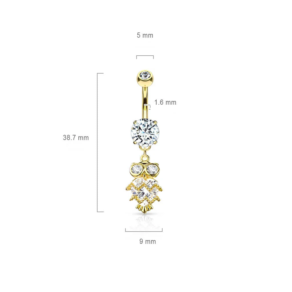 Piercing Nombril Pendentif Hibou Zircone - Image 3
