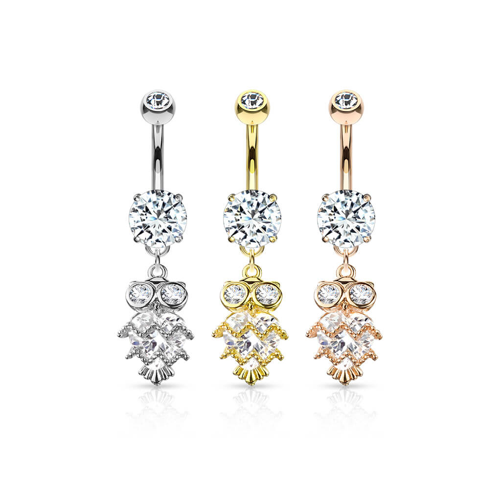 Piercing Nombril Pendentif Hibou Zircone - Image 5