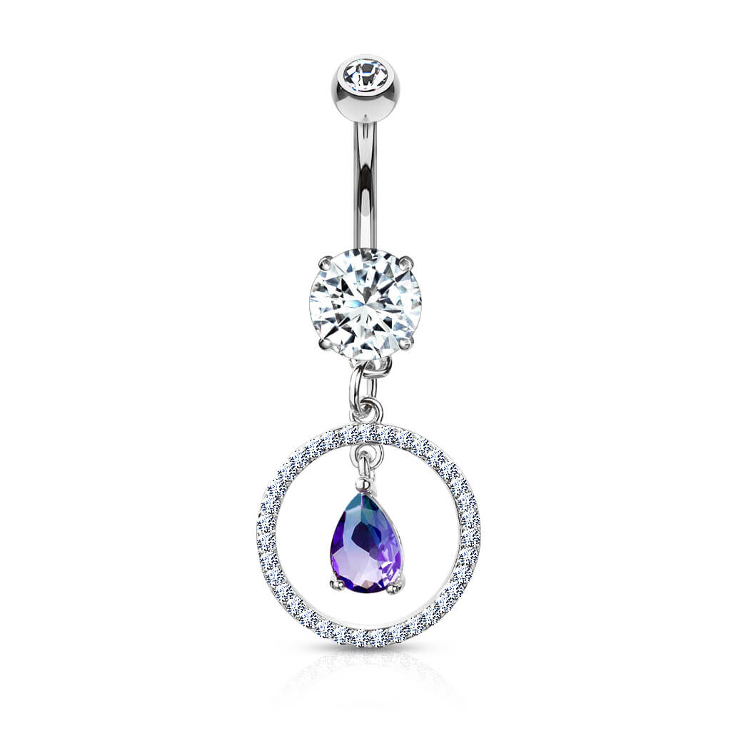 Piercing Nombril Pendentif Goutte Cercle Zircone - Image 2