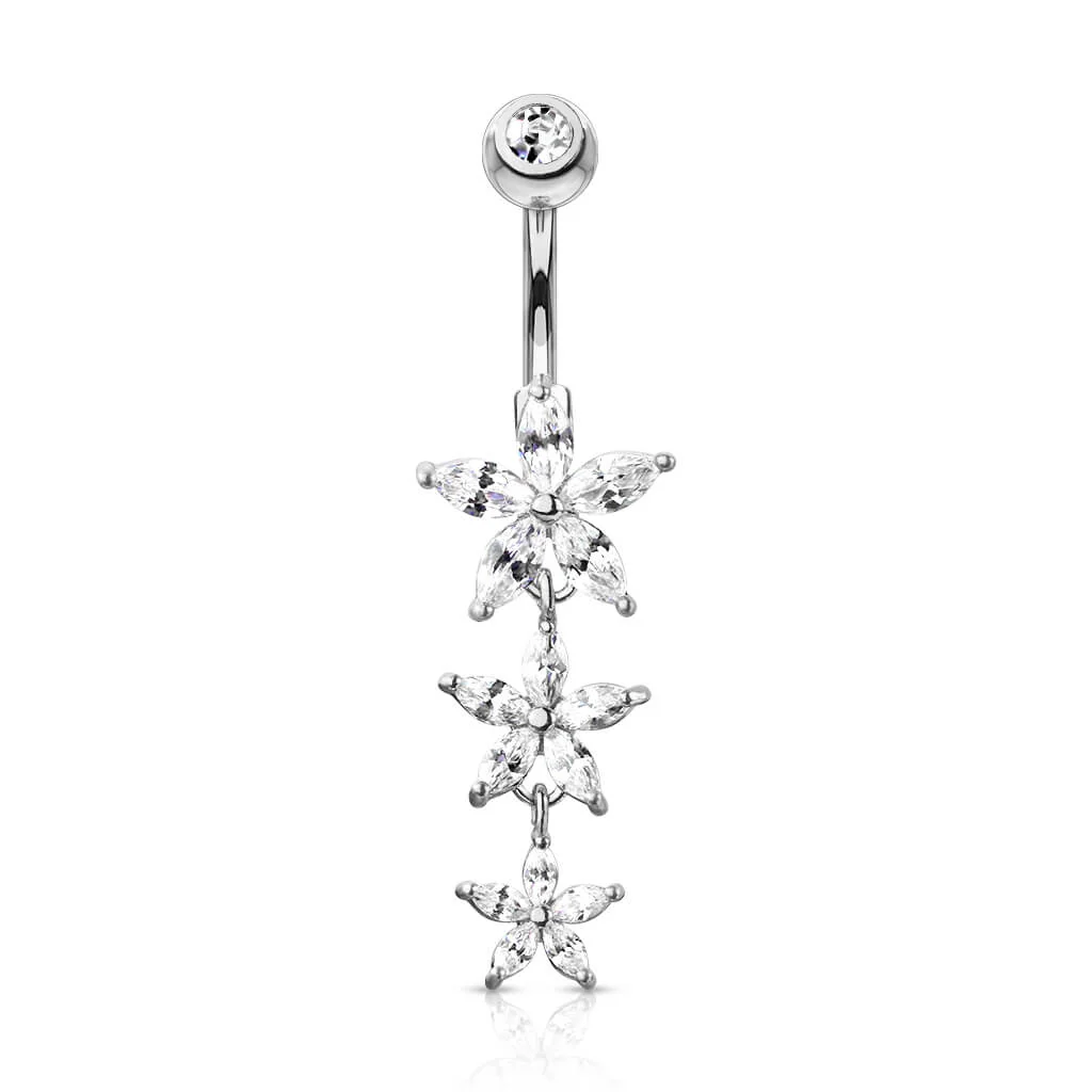 Piercing Nombril Pendentif Fleur Zircone - Image 2