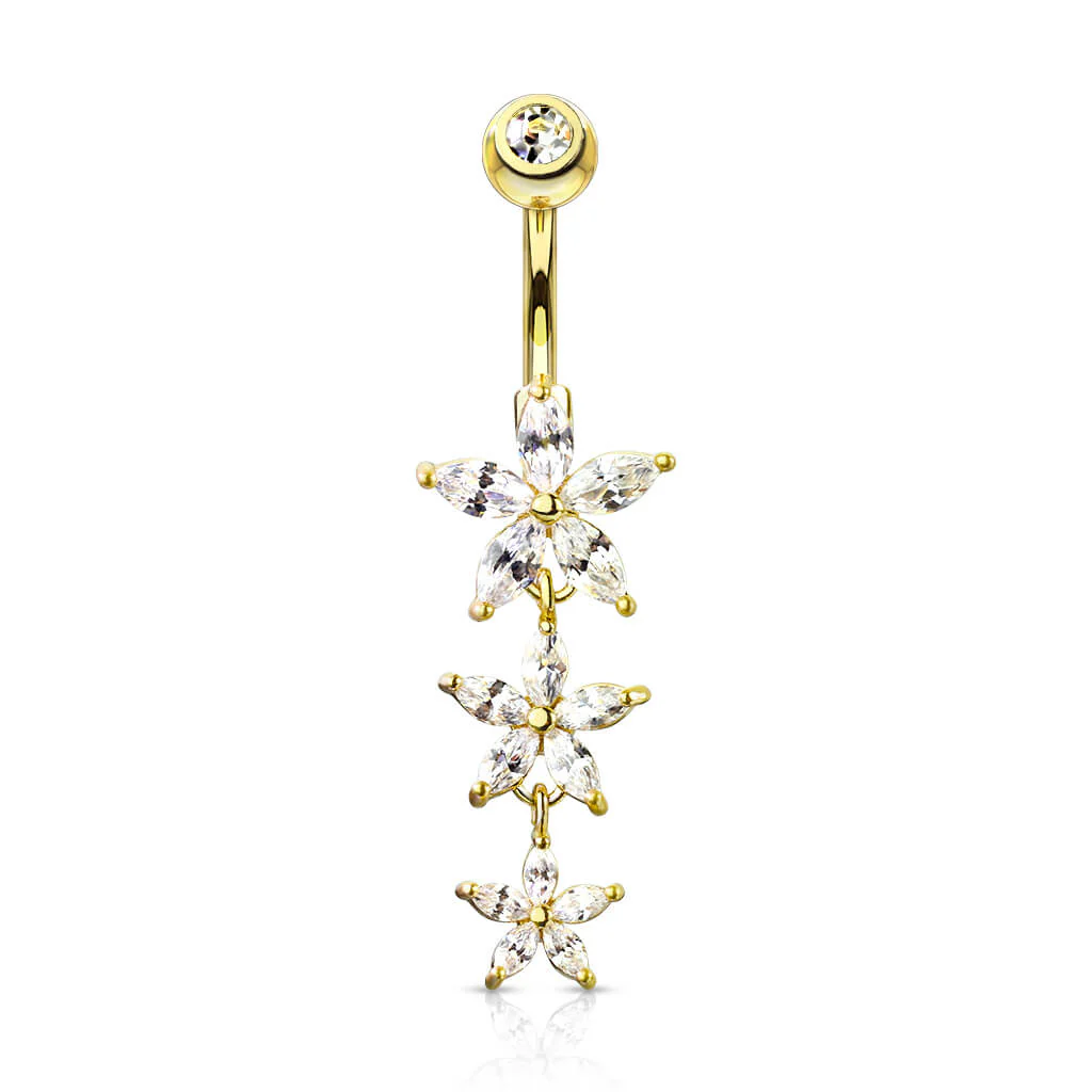 Piercing Nombril Pendentif Fleur Zircone - Image 4