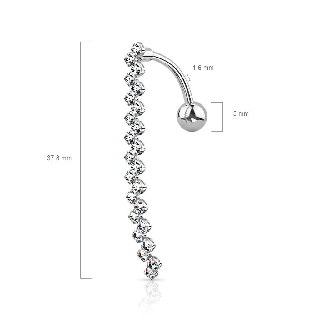 Piercing Nombril Pendentif Zig Zag Zircone - Image 3