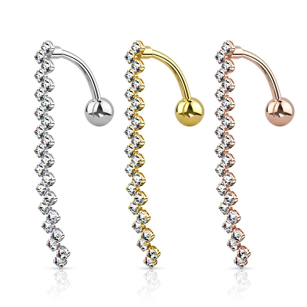 Piercing Nombril Pendentif Zig Zag Zircone - Image 5