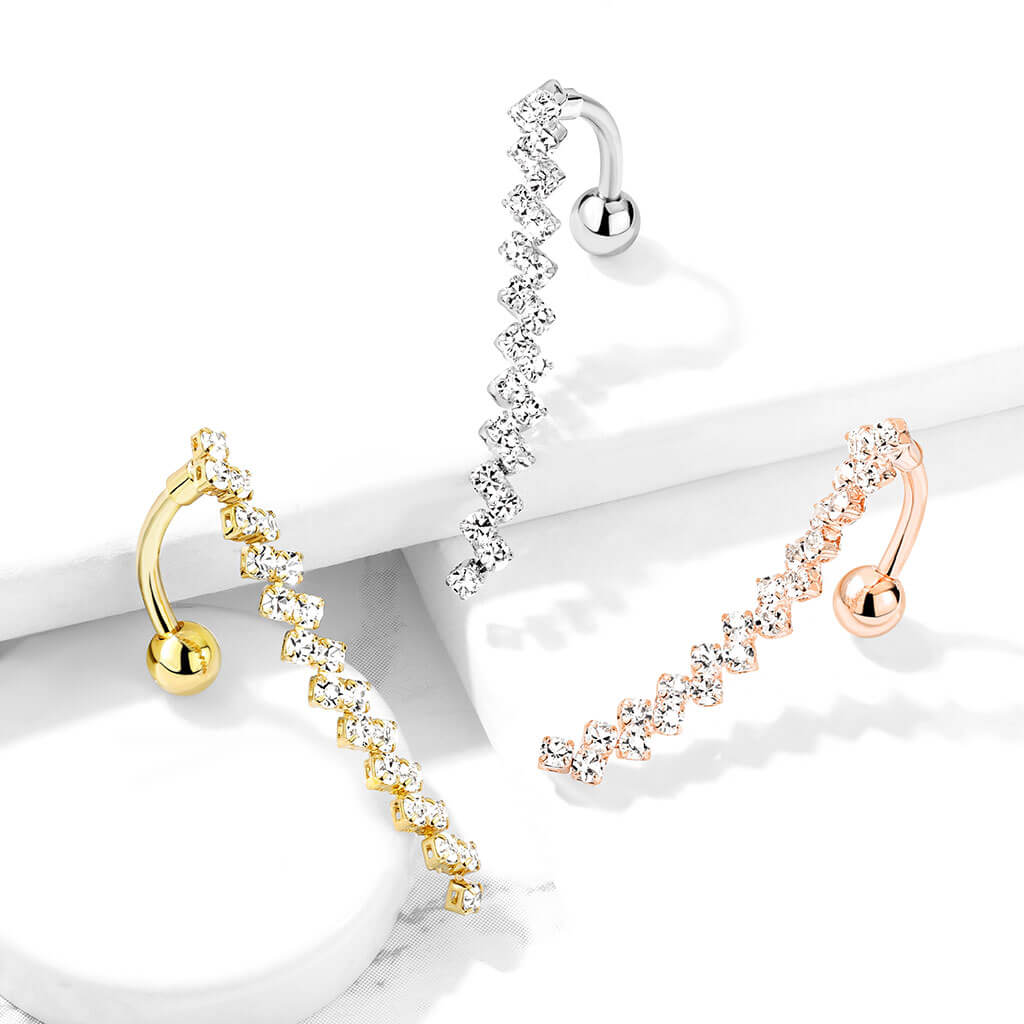 Piercing Nombril Pendentif Zig Zag Zircone - Image 7
