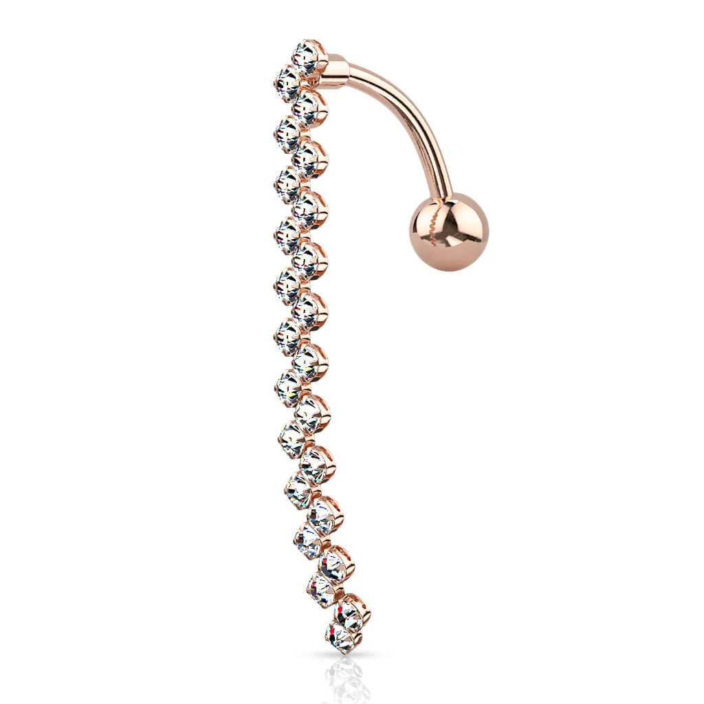 Piercing Nombril Pendentif Zig Zag Zircone - Image 8