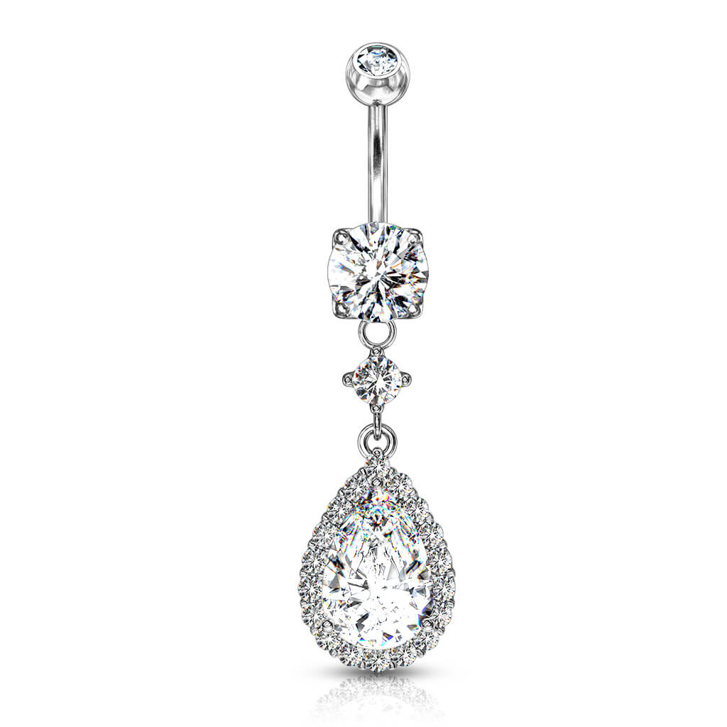 Piercing Nombril Pendentif Goutte Zircone - Image 2