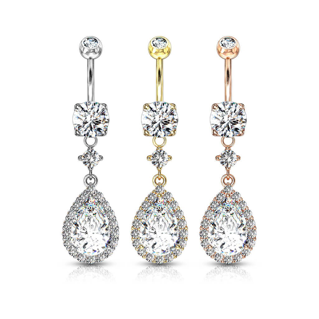 Piercing Nombril Pendentif Goutte Zircone - Image 5