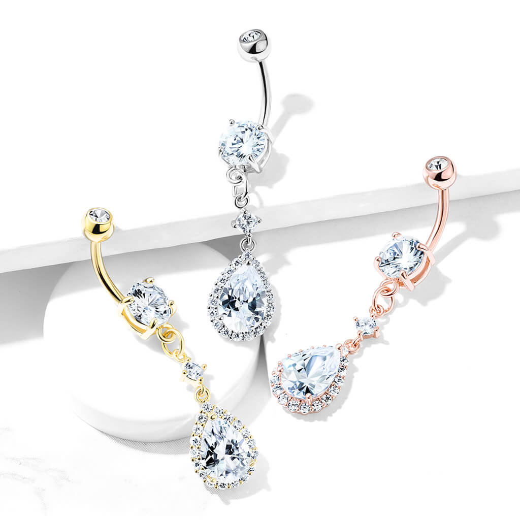 Piercing Nombril Pendentif Goutte Zircone - Image 7