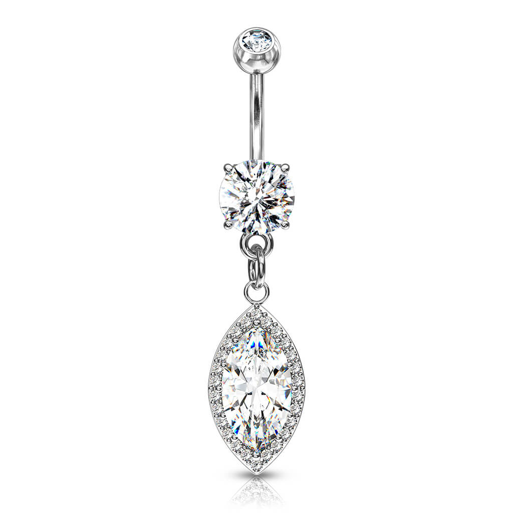 Piercing Nombril Pendentif Ovale Zircone - Image 2