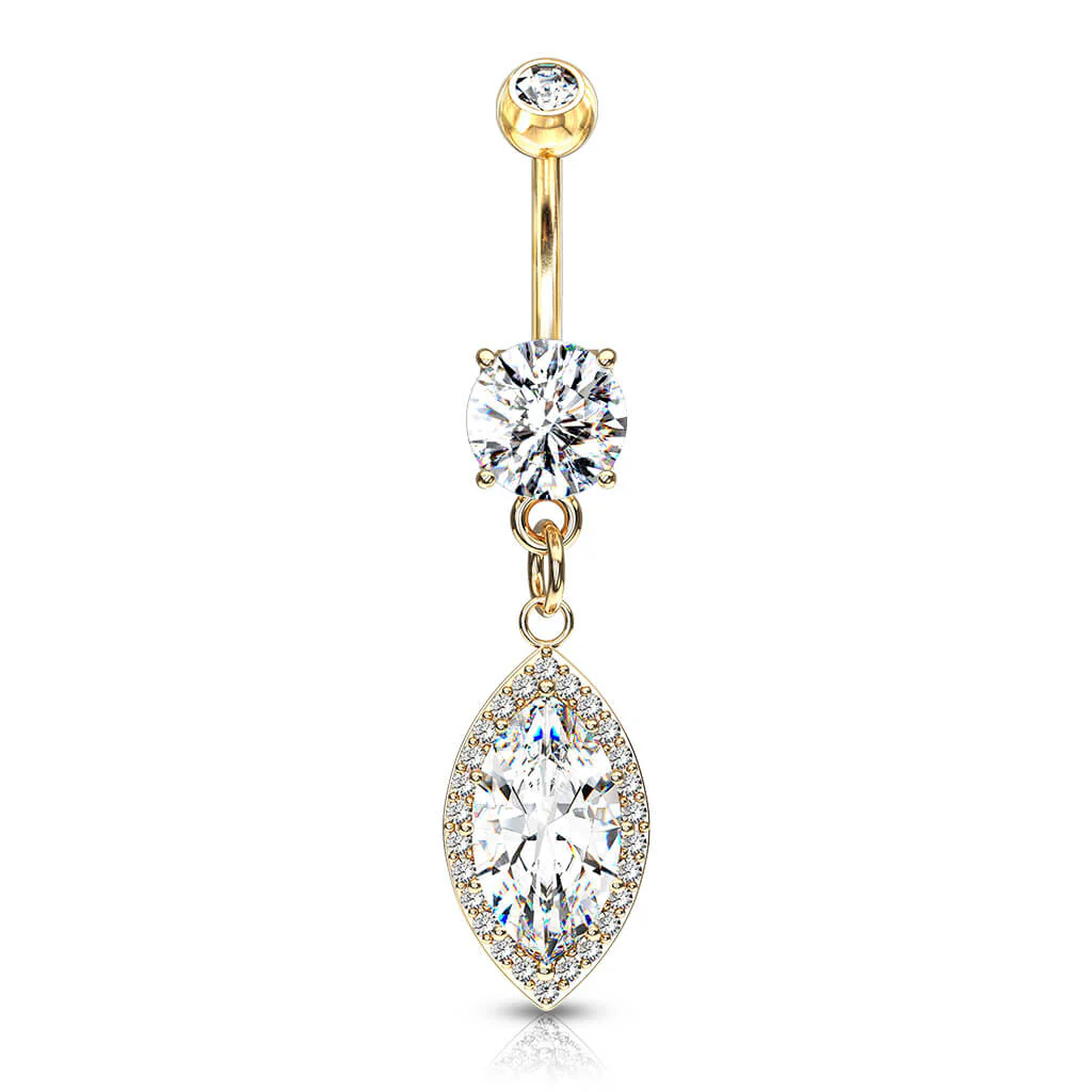 Piercing Nombril Pendentif Ovale Zircone - Image 4
