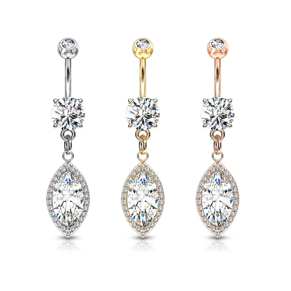 Piercing Nombril Pendentif Ovale Zircone - Image 5