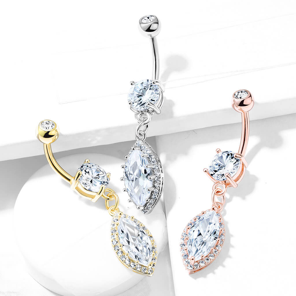 Piercing Nombril Pendentif Ovale Zircone - Image 7