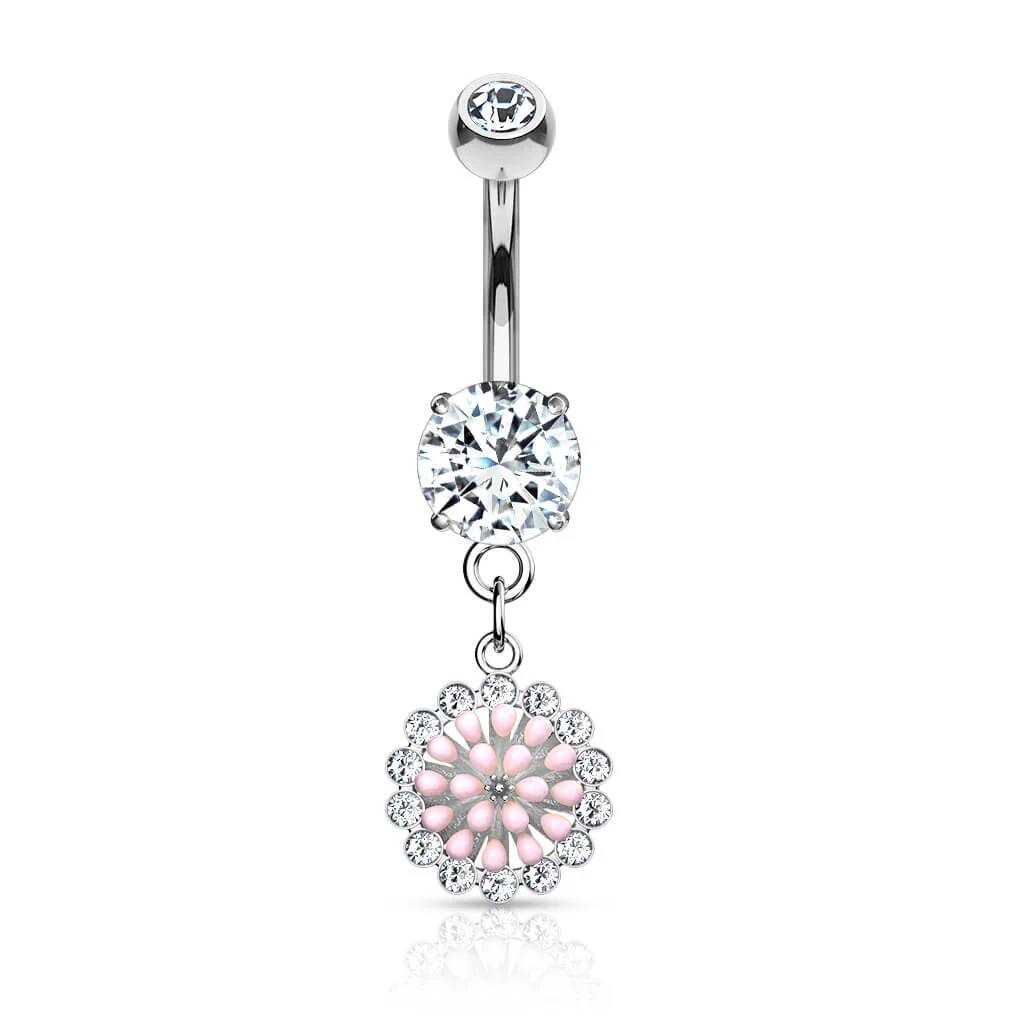 Piercing Nombril Pendentif Fleur Zircone - Image 2