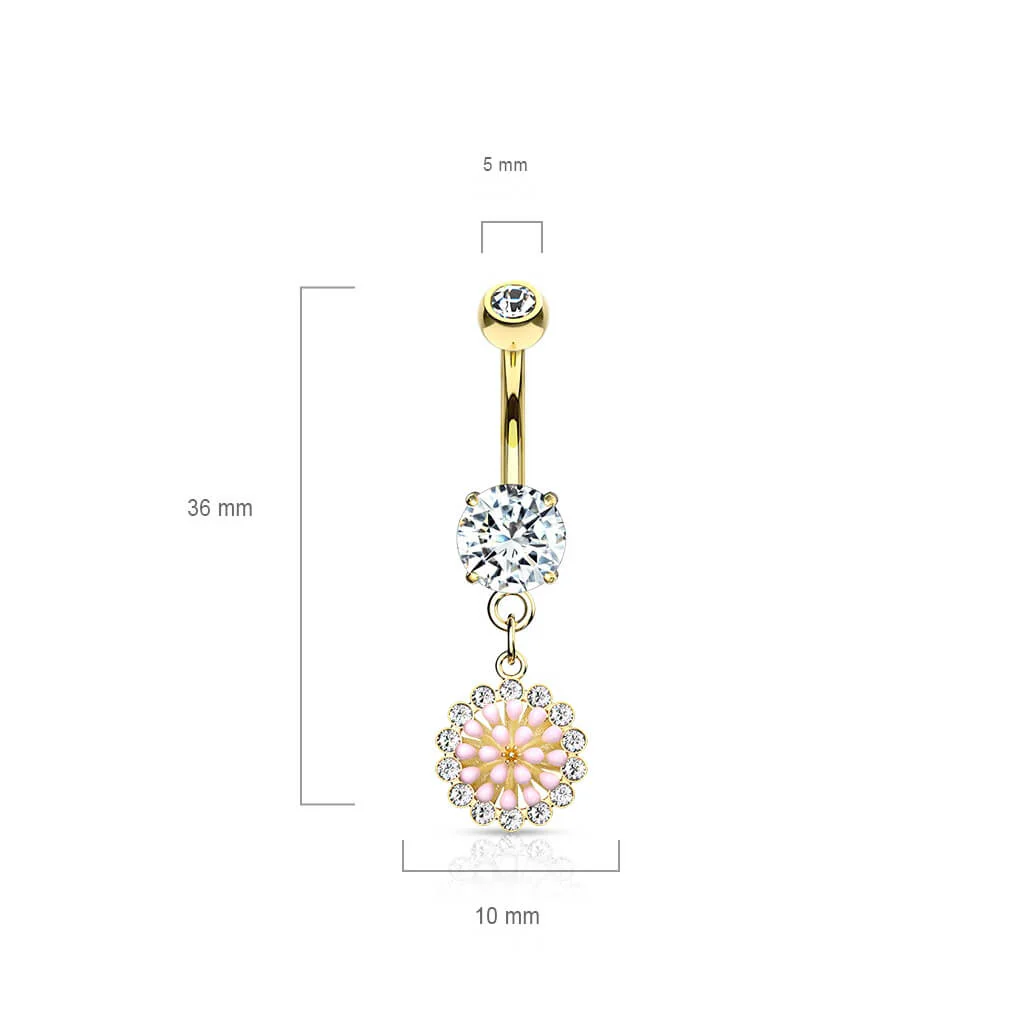 Piercing Nombril Pendentif Fleur Zircone - Image 3