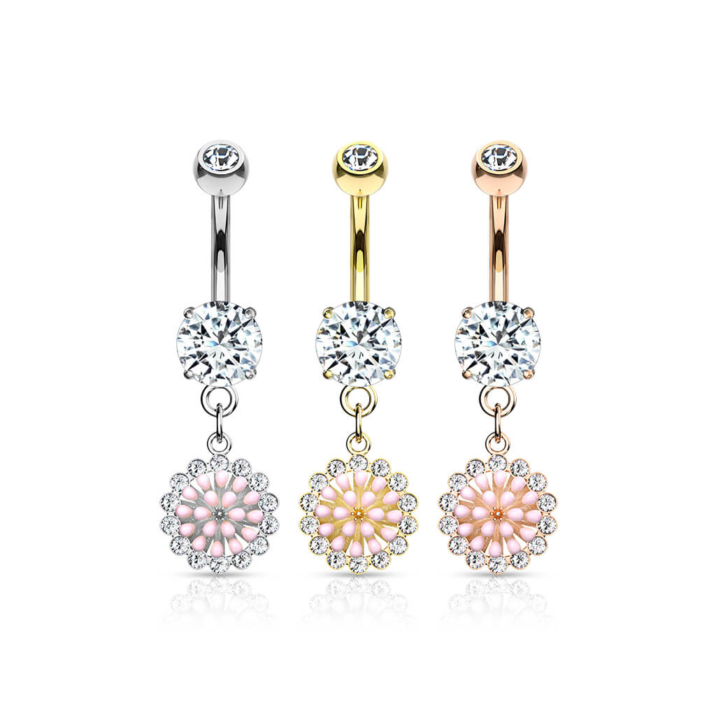 Piercing Nombril Pendentif Fleur Zircone - Image 5