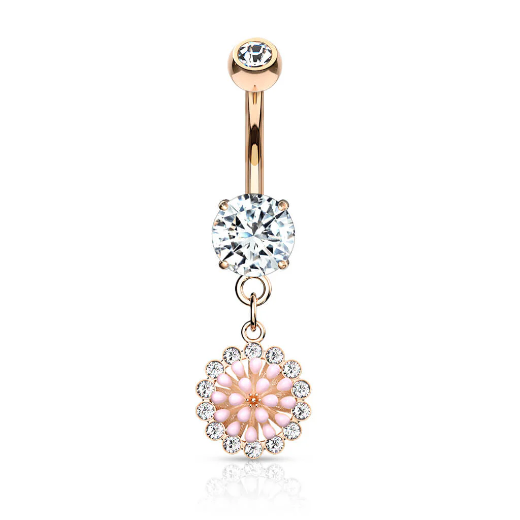 Piercing Nombril Pendentif Fleur Zircone - Image 7