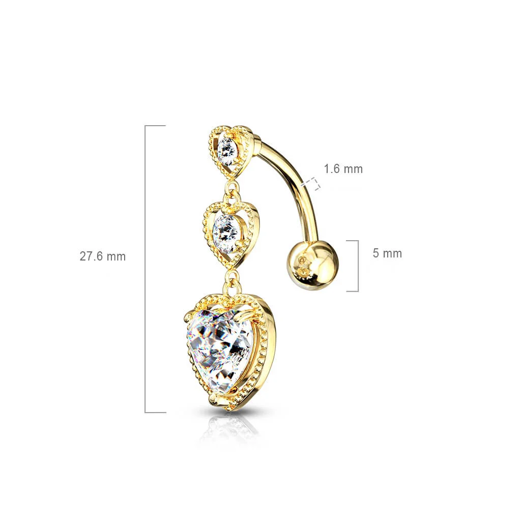 Piercing Nombril Pendentif Cœur Zircone Argent Inversé - Image 3