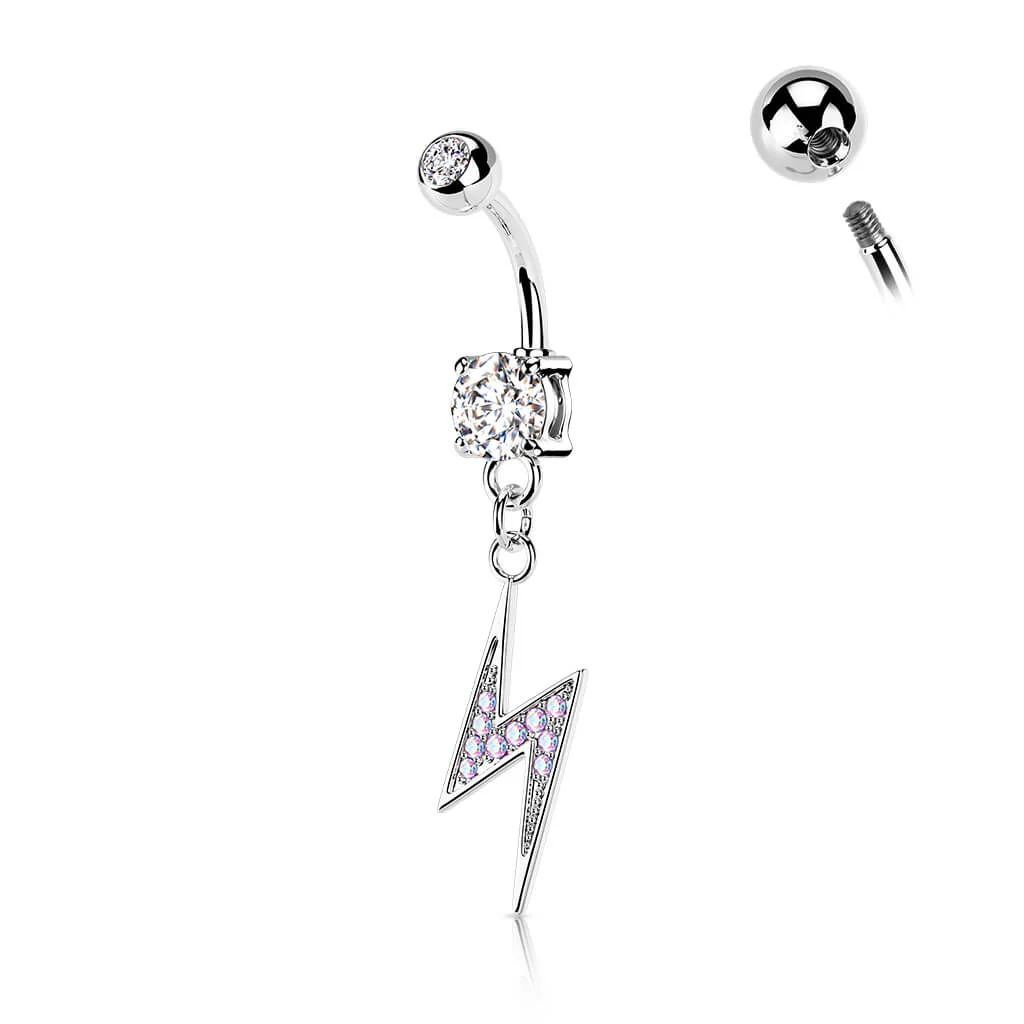 Piercing Nombril Pendentif Éclair Zircone Cubique - Image 2