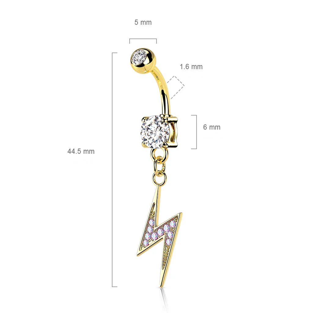 Piercing Nombril Pendentif Éclair Zircone Cubique - Image 3