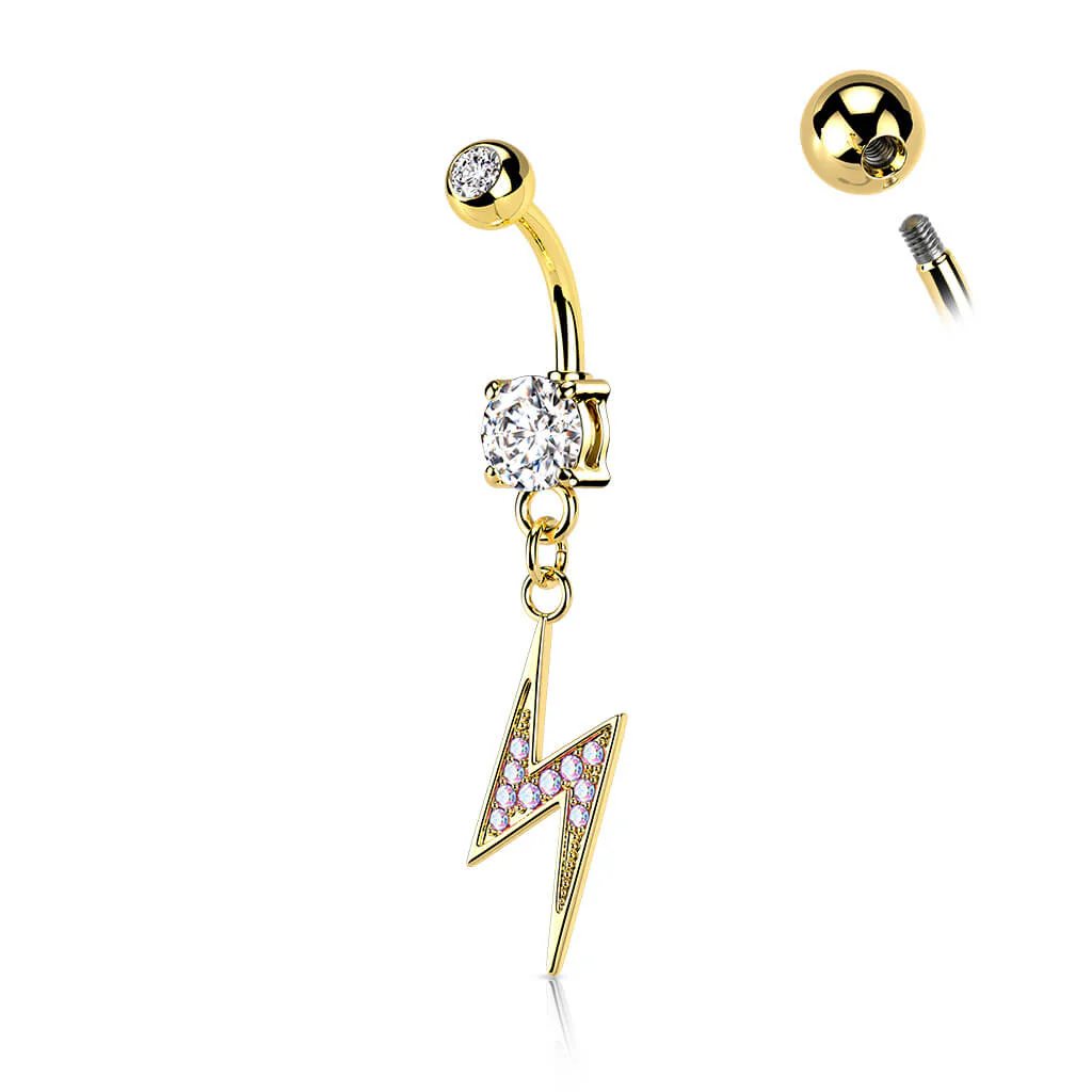 Piercing Nombril Pendentif Éclair Zircone Cubique - Image 4