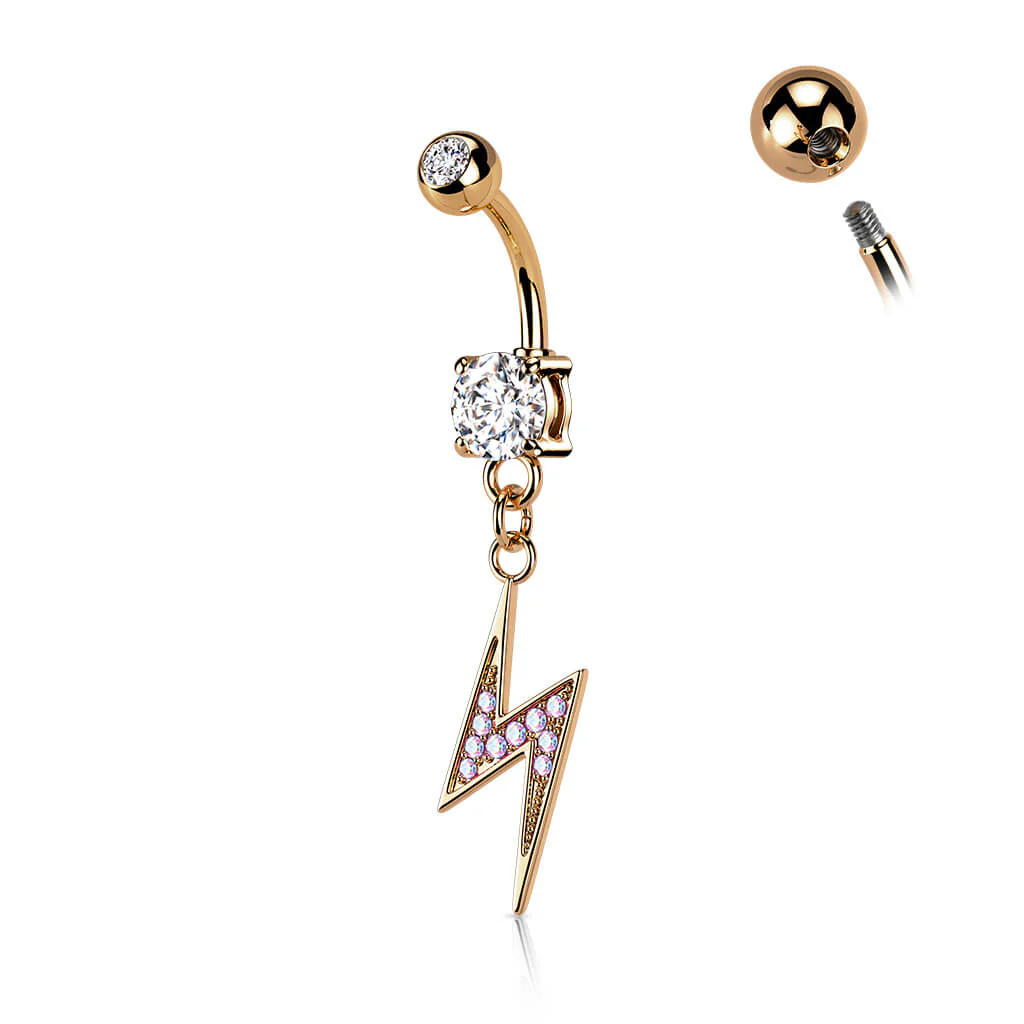 Piercing Nombril Pendentif Éclair Zircone Cubique - Image 7