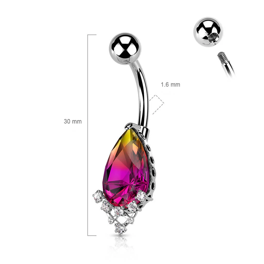 Piercing Nombril Goutte Zircone Argent - Image 2