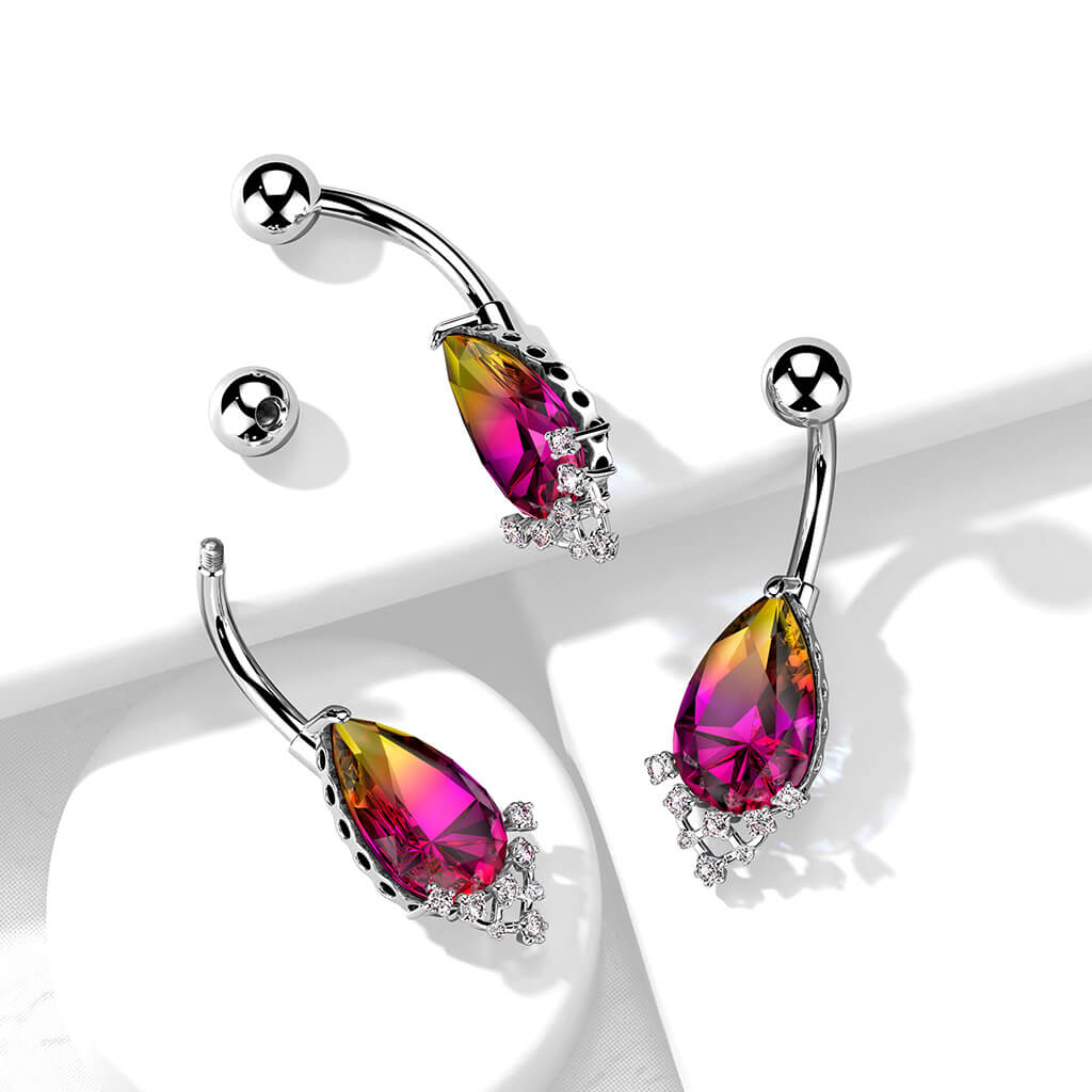Piercing Nombril Goutte Zircone Argent - Image 3