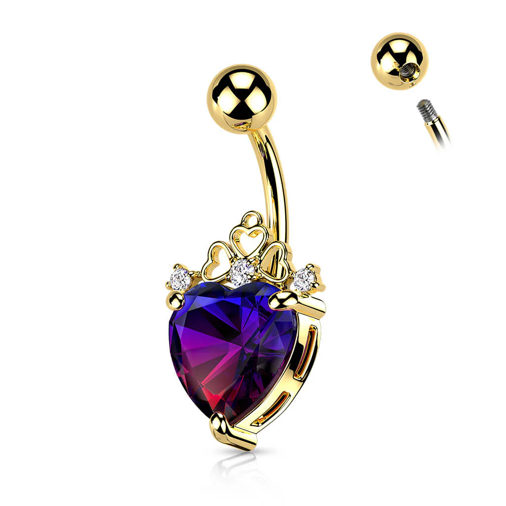 Piercing Nombril Cœur Couronne Zircone - Image 2