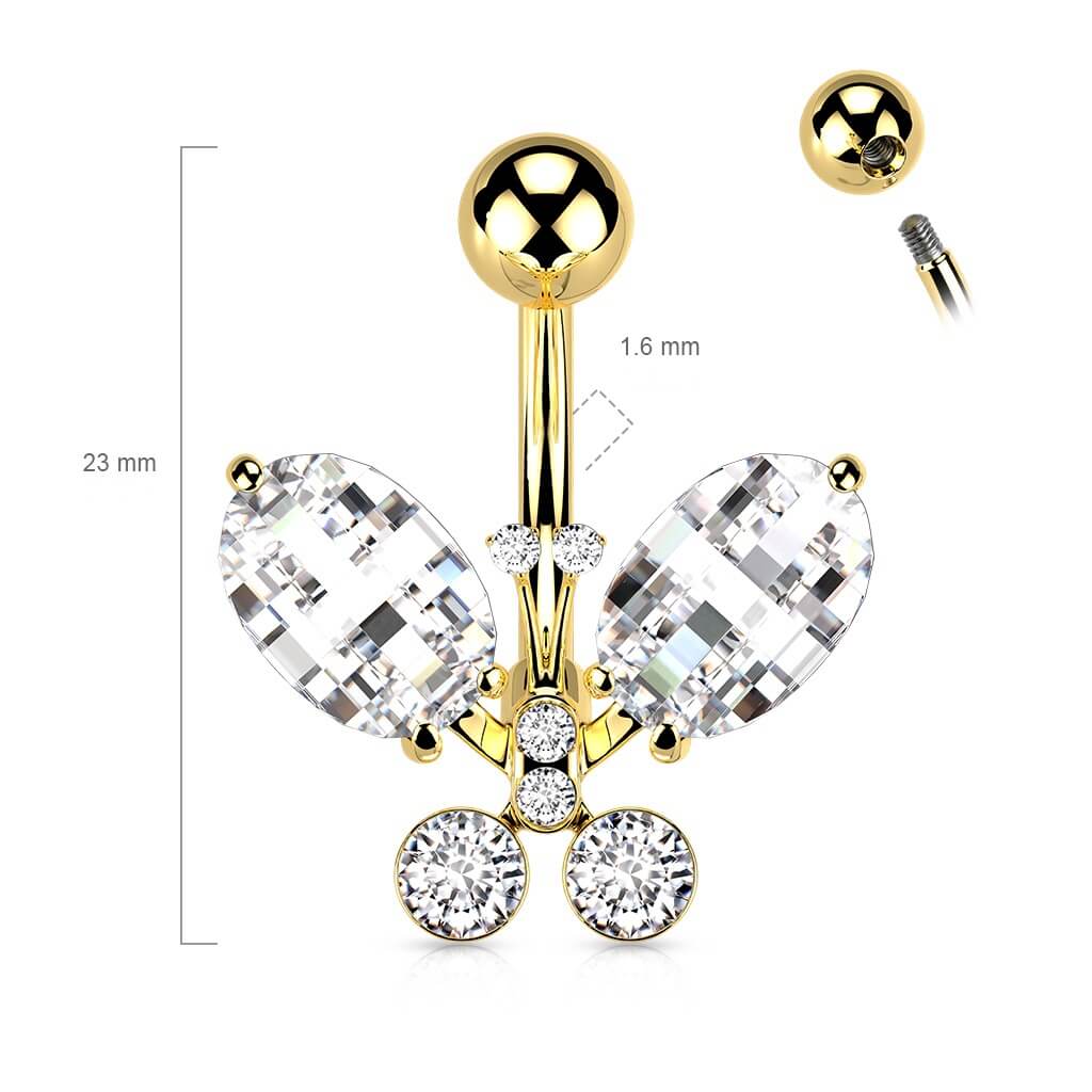 Piercing Nombril Papillon Zircone - Image 3