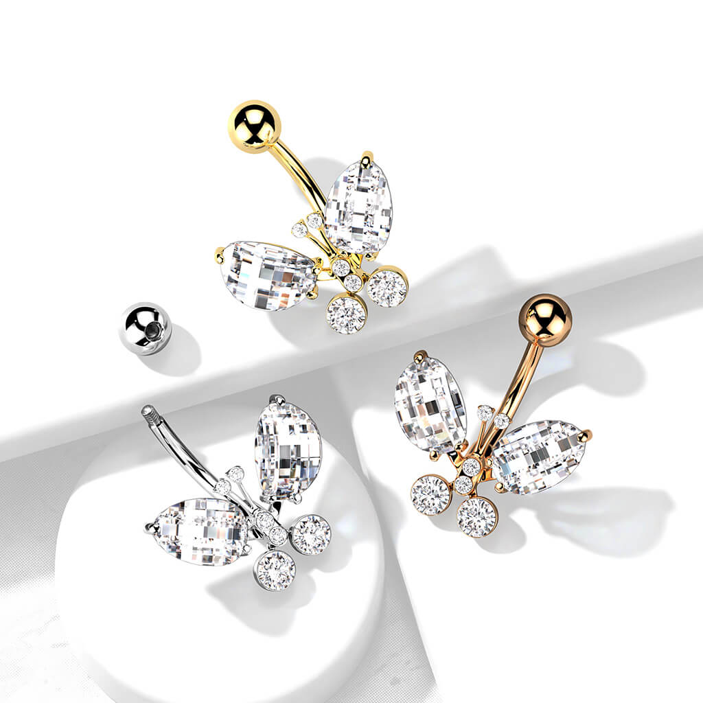 Piercing Nombril Papillon Zircone - Image 6
