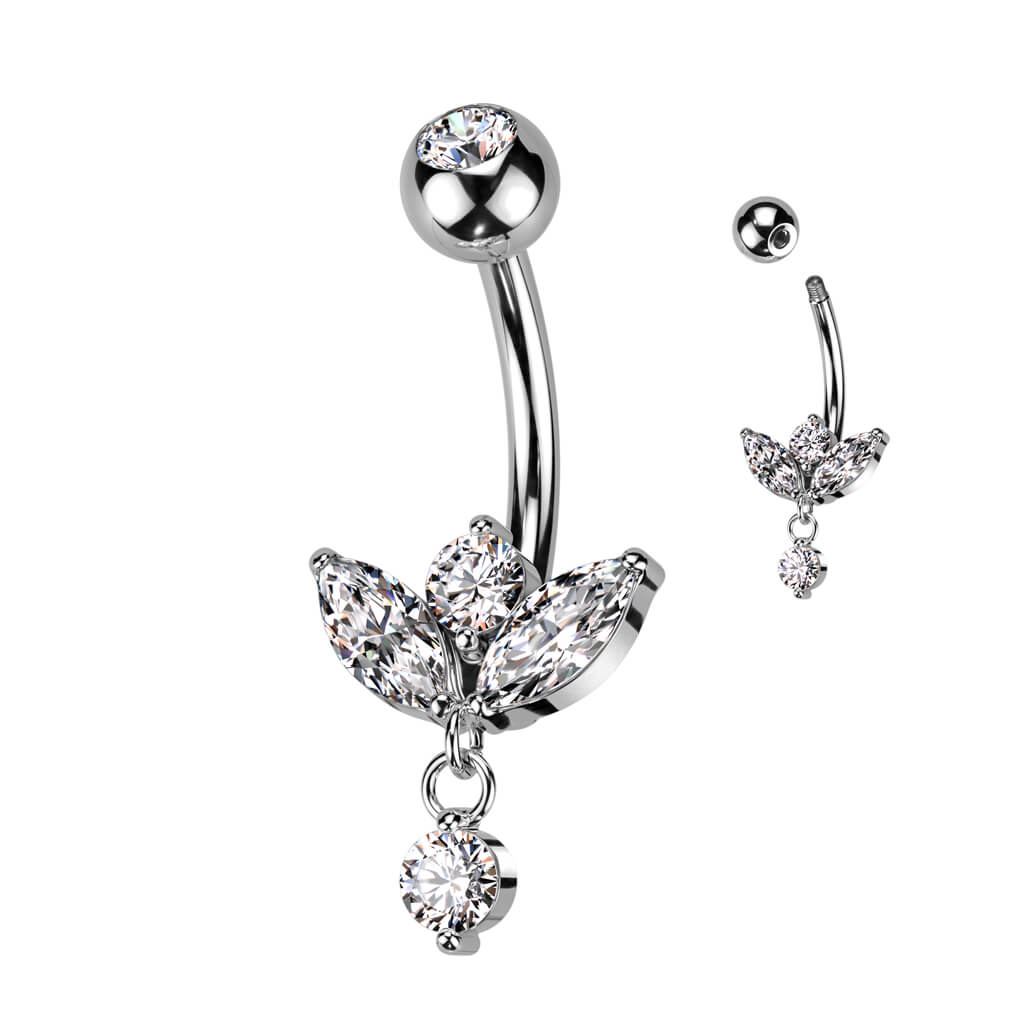Piercing Nombril Pendentif Marquise Zircone Cubique - Image 2