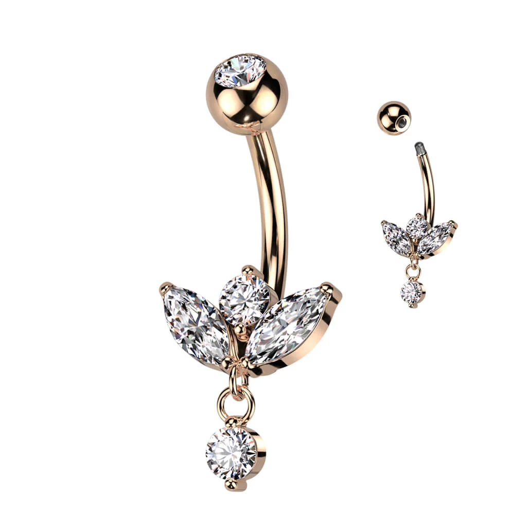 Piercing Nombril Pendentif Marquise Zircone Cubique - Image 5