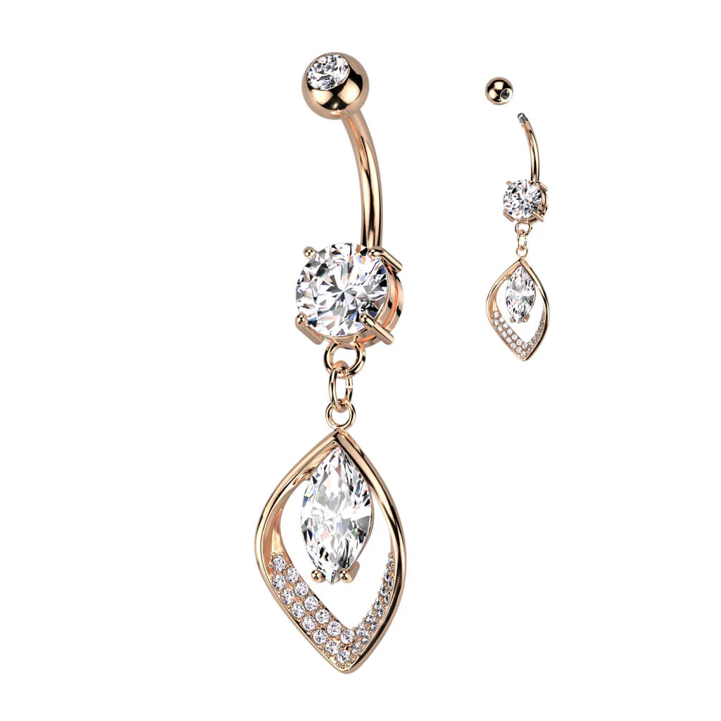 Piercing Nombril Pendentif Feuille Zircone - Image 5