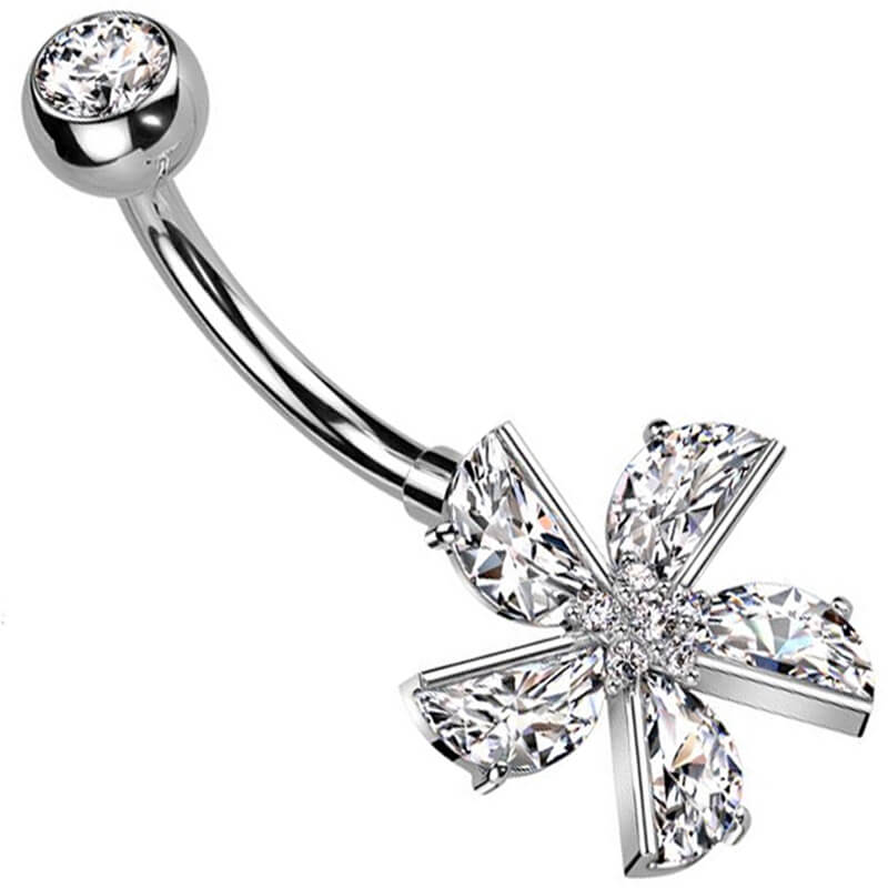 Piercing Nombril Fleur Zircone
