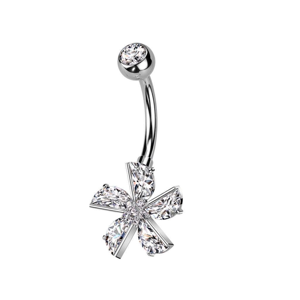Piercing Nombril Fleur Zircone - Image 2