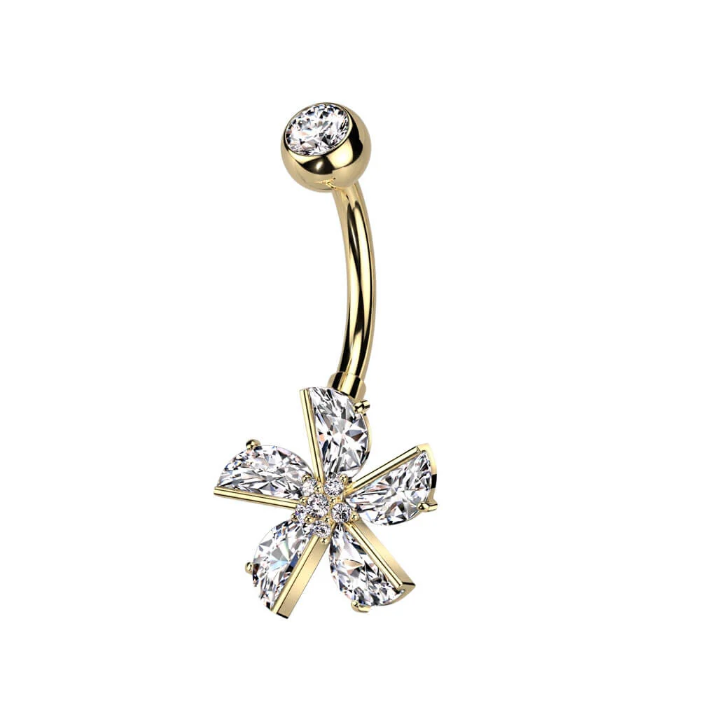 Piercing Nombril Fleur Zircone - Image 3