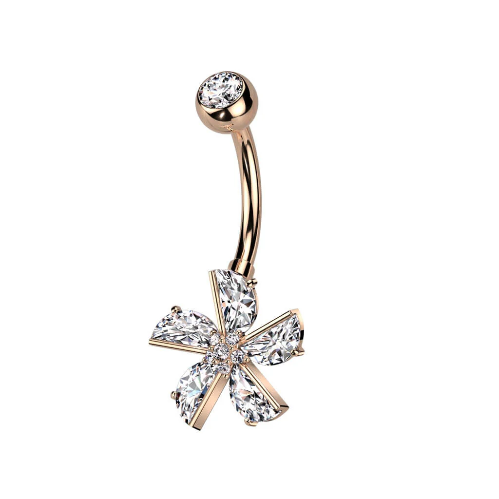 Piercing Nombril Fleur Zircone - Image 4