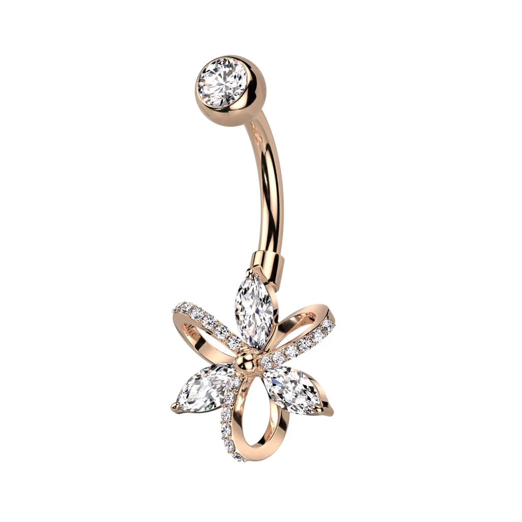 Piercing Nombril Fleur Zircone - Image 4