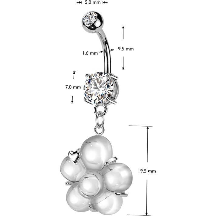 Piercing Nombril pendentif fleur zirconia serti clos - Image 2