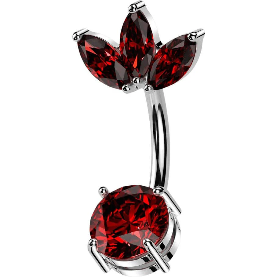 Piercing Nombril 3 zircons taillés en marquise en éventail  - Image 5