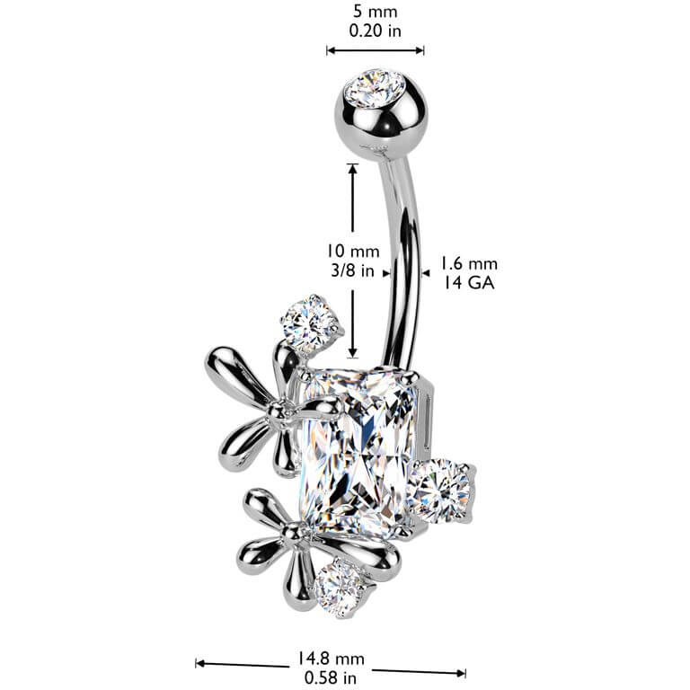 Piercing Nombril fleurs zircone - Image 2