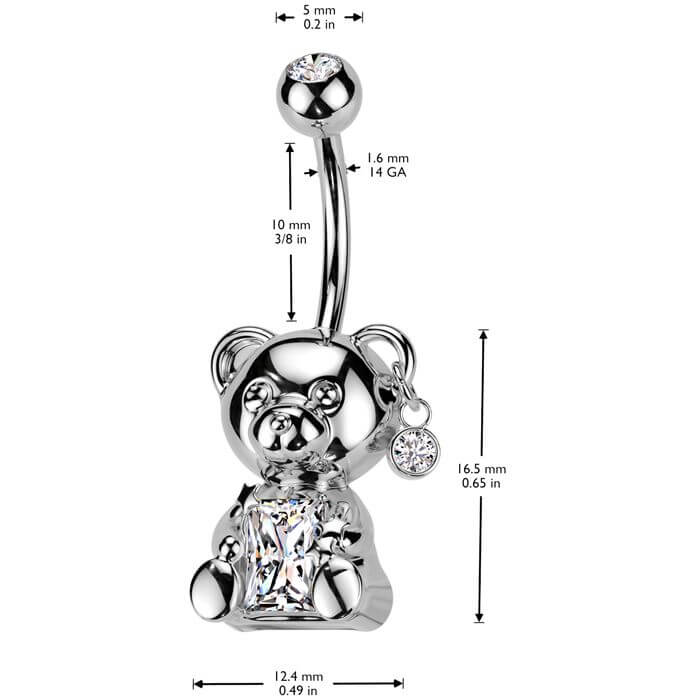 Piercing Nombril ours en peluche zircone - Image 2
