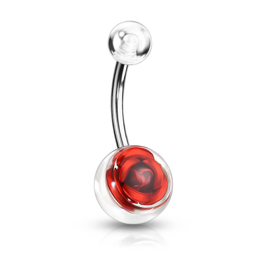 Piercing Nombril Bille Acrylique Rose Argent - Image 6