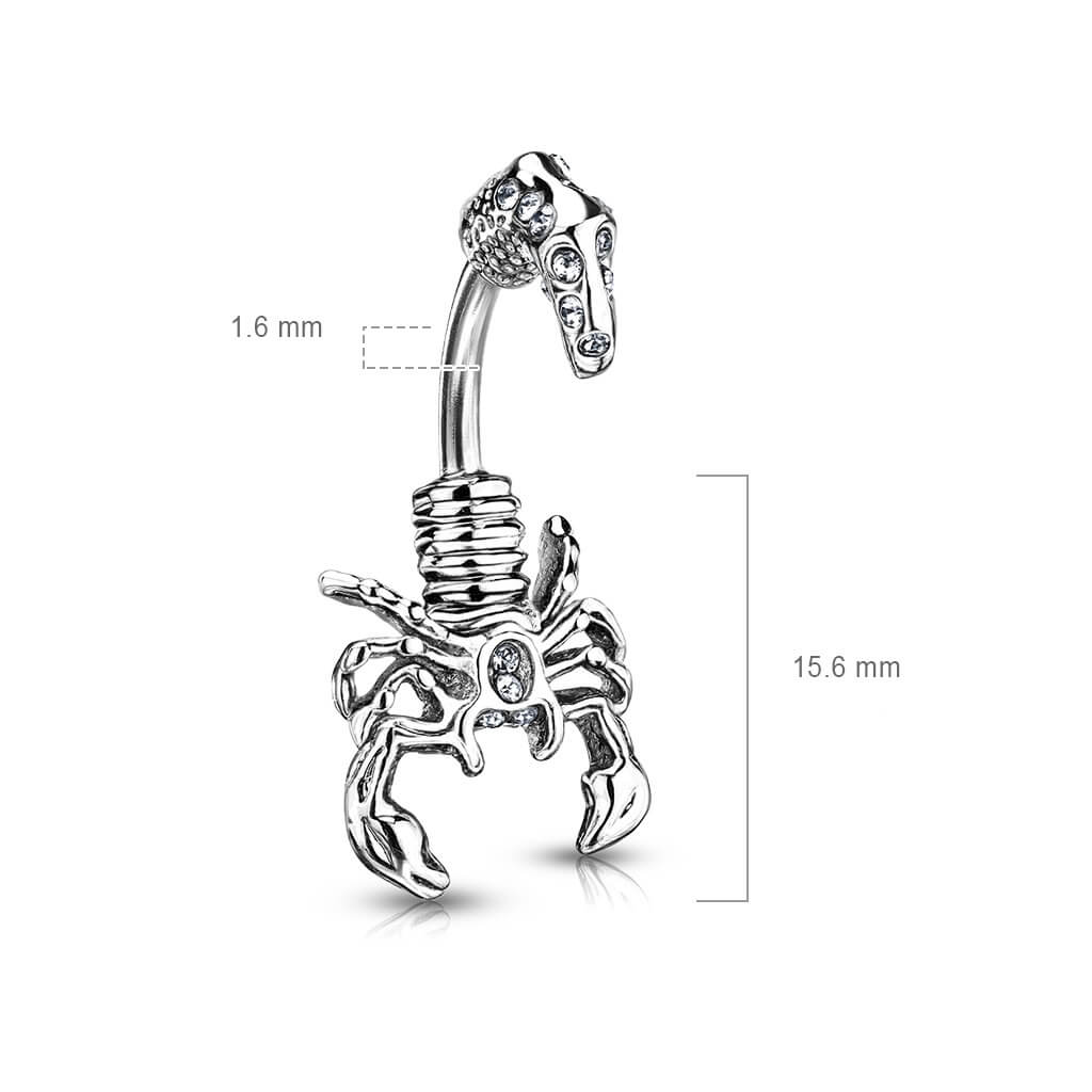 Piercing Nombril Scorpion Zircone Argent - Image 3