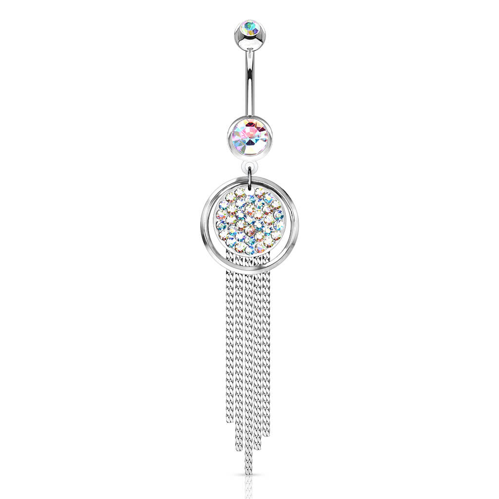 Piercing Nombril Pendentif Chaine Zircone Argent - Image 2