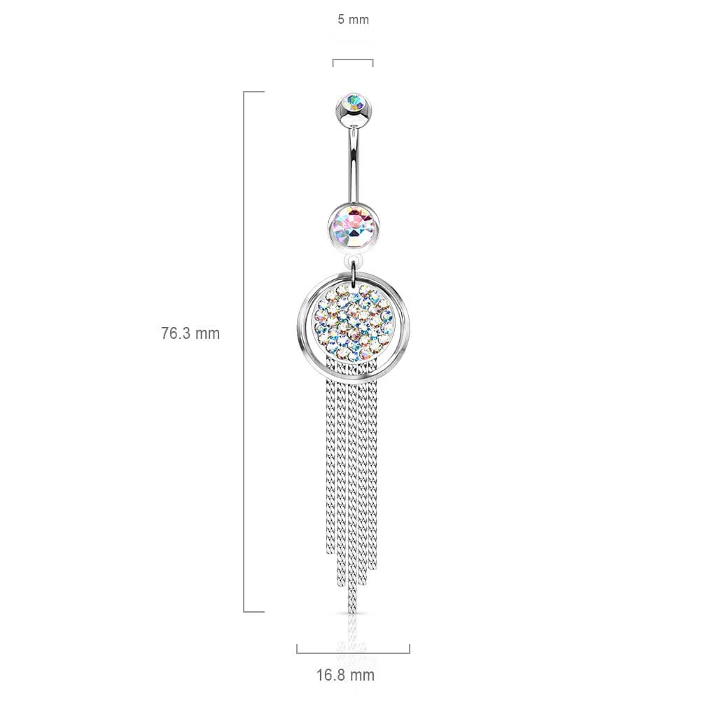Piercing Nombril Pendentif Chaine Zircone Argent - Image 3