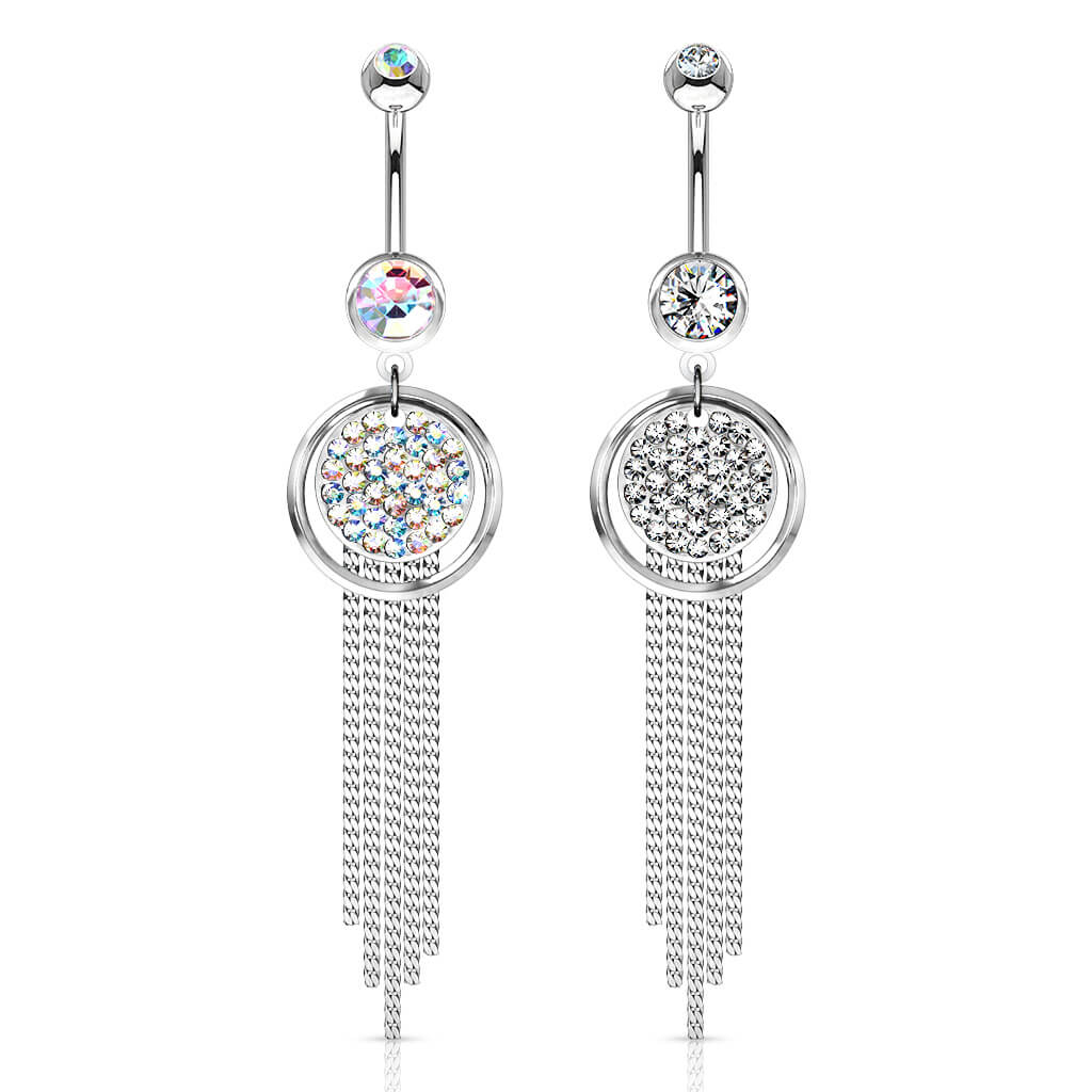 Piercing Nombril Pendentif Chaine Zircone Argent - Image 4