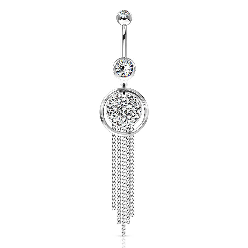 Piercing Nombril Pendentif Chaine Zircone Argent - Image 5
