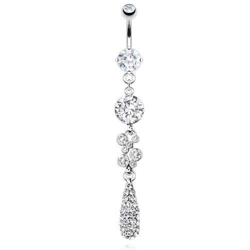 Piercing Nombril Pendentif Goutte Zircone Argent - Image 2