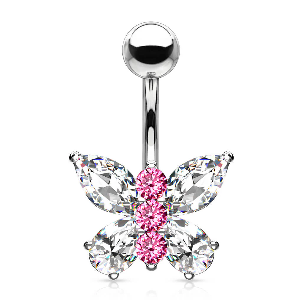 Piercing Nombril Papillon Zircone Argent - Image 2